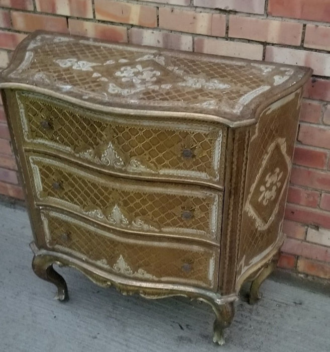 LARGE GOLD AND WHITE FLORENTINE CHEST