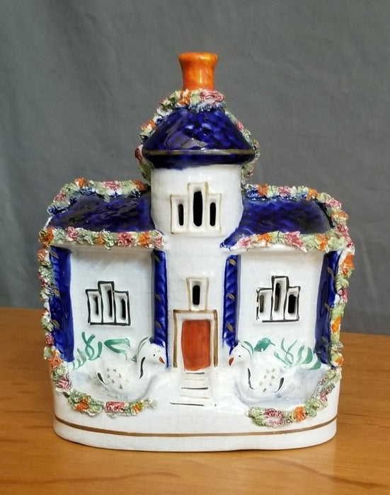 PORCELAIN STAFFORDSHIRE HOUSE WITH TURRET