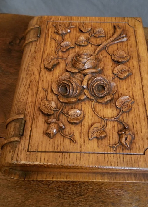CARVED BOOK BOX WITH FLOWERS