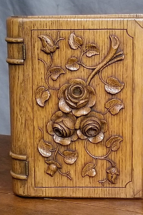 CARVED BOOK BOX WITH FLOWERS