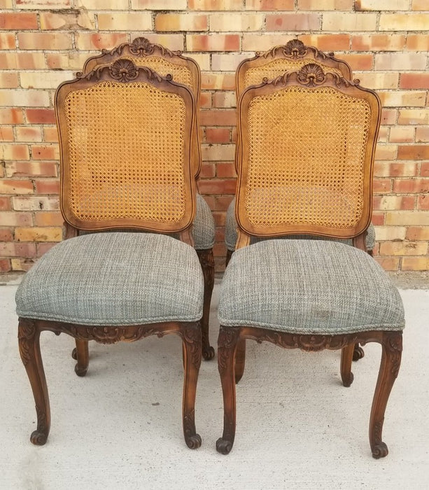 SET OF 4 CANED COUNTRY FRENCH CHAIRS