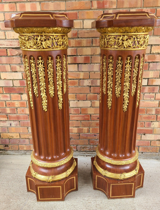 PAIR OF HUGE LOUIS XVI PEDESTALS WITH GOLD ORNAMENTATION