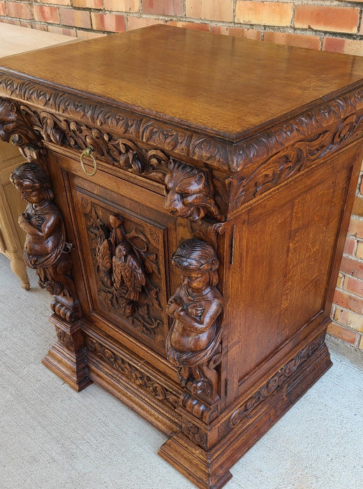 LARGE PUTTI CARVED JAM CUPBOARD WITH BIRD