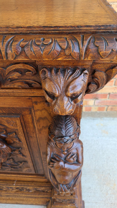 LARGE PUTTI CARVED JAM CUPBOARD WITH BIRD