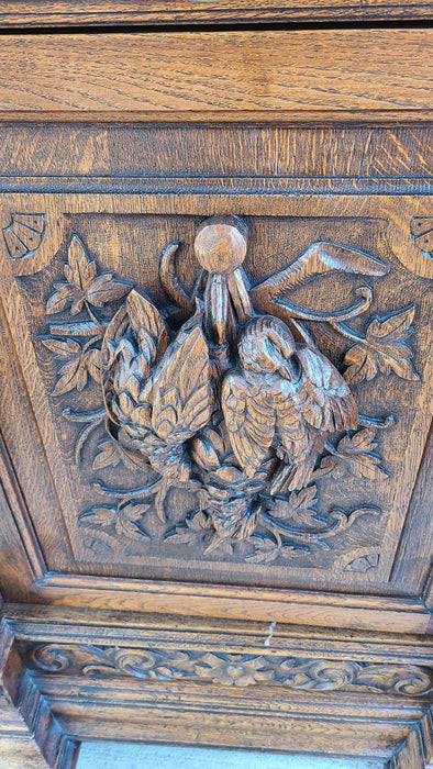 LARGE PUTTI CARVED JAM CUPBOARD WITH BIRD