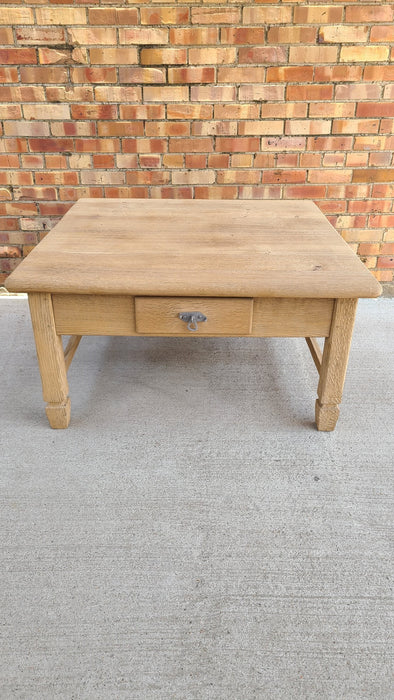 LARGE SQUARE RAW OAK COFFEE TABLE
