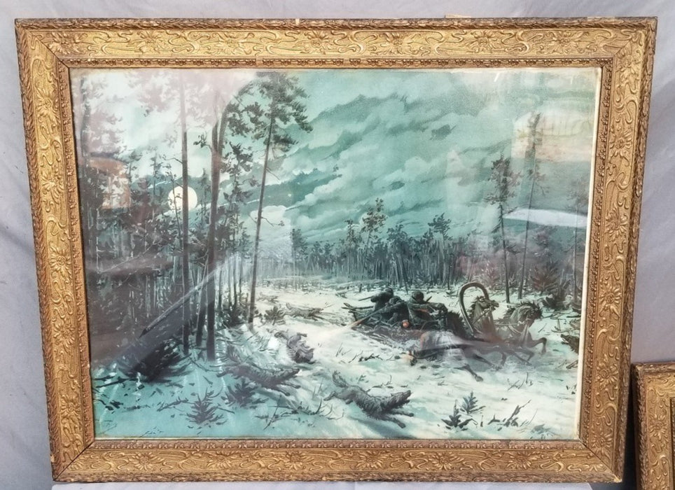 PRINT OF WOLVES CHASING SLEIGH