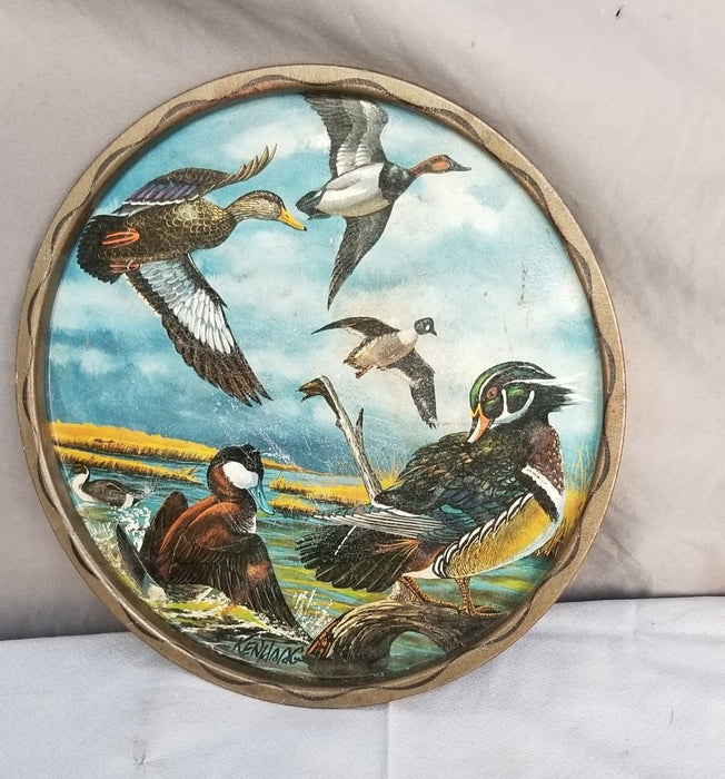 ROUND METAL BIRD TRAY