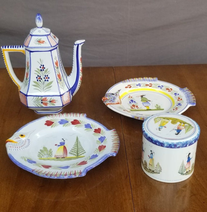 HB HENRIOT QUIMPER POTTERY 3 PIECE SET