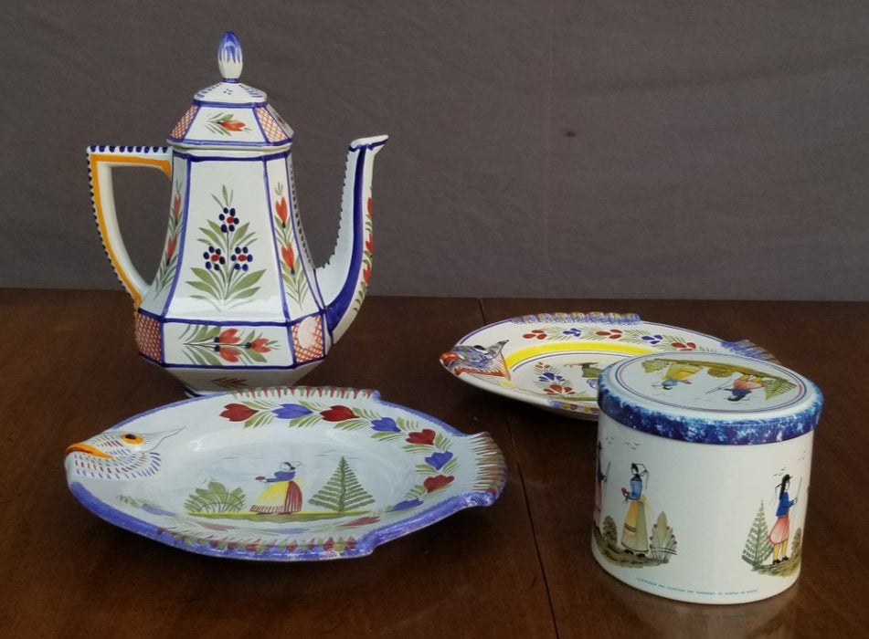 HB HENRIOT QUIMPER POTTERY 3 PIECE SET