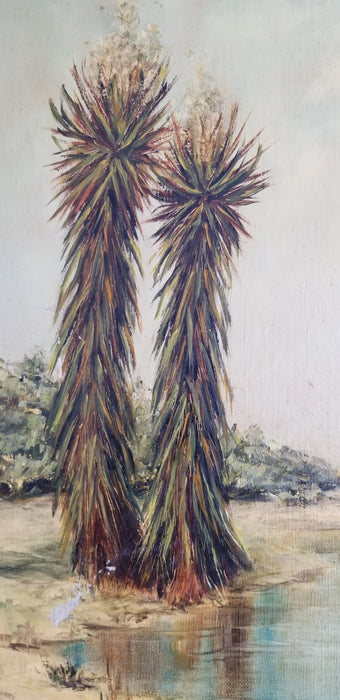 DESSERT YUCCA OIL PAINTING AS FOUND