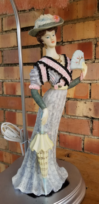 PAIR OF RESIN VICTORIAN LADY LAMPS