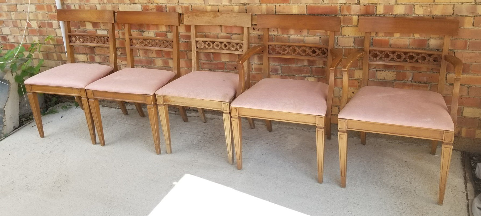 SET OF 5 MIDCENTURY CHAIRS (2 with arms)