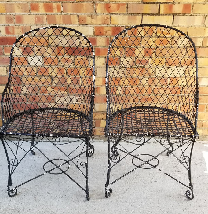 PAIR OF IRON WIRE GARDEN CHAIRS