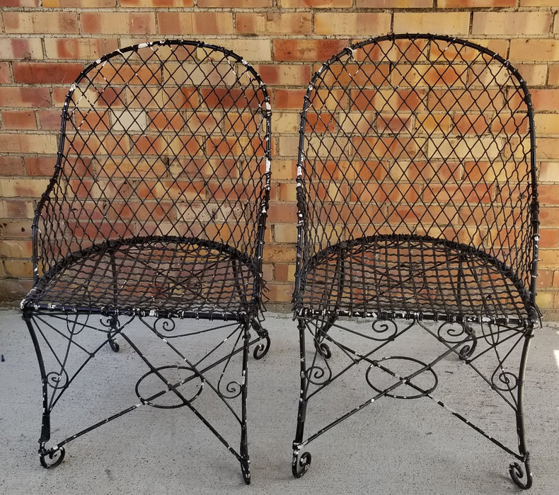 PAIR OF IRON WIRE GARDEN CHAIRS