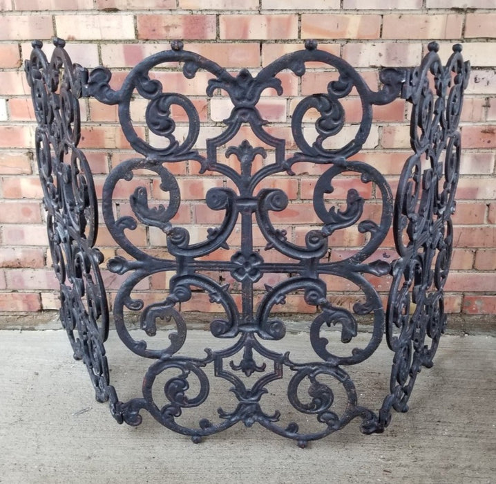 ORNATE CAST METAL FOLDING FIRE SCREEN