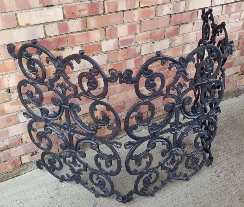 ORNATE CAST METAL FOLDING FIRE SCREEN