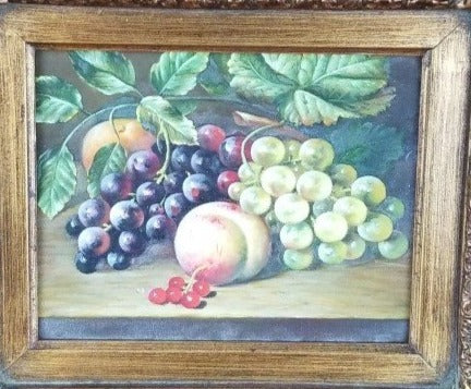 GRAPES AND PEACH STILL LIFE OIL PAINTING