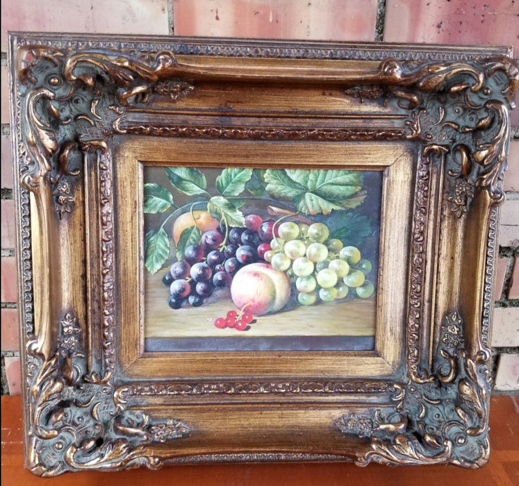 GRAPES AND PEACH STILL LIFE OIL PAINTING