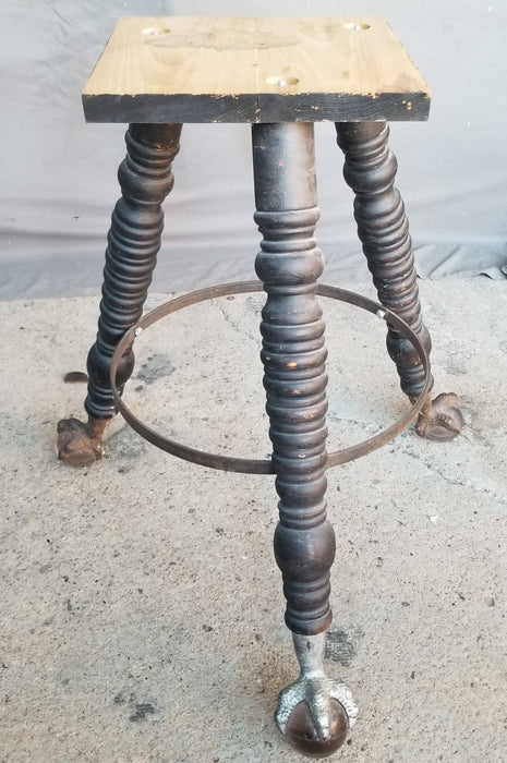3 LEG EBONIZED TABLE BASE WITH GLASS BALL AND CLAW FEET