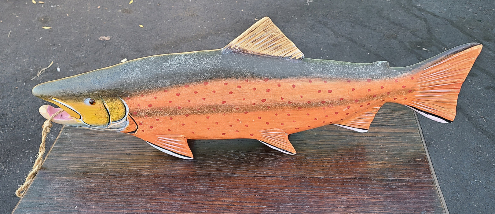 COLORFUL LARGE CARVED WOOD FISH