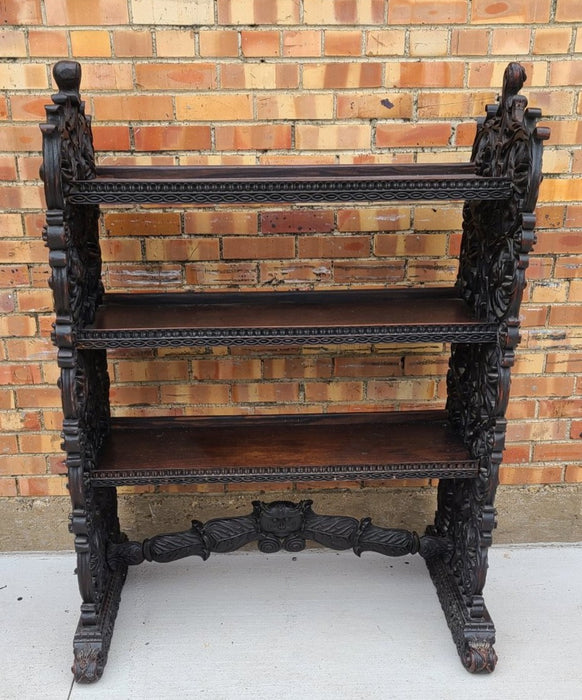 HIGHLY CARVED FRENCH OPEN BOOKCASE