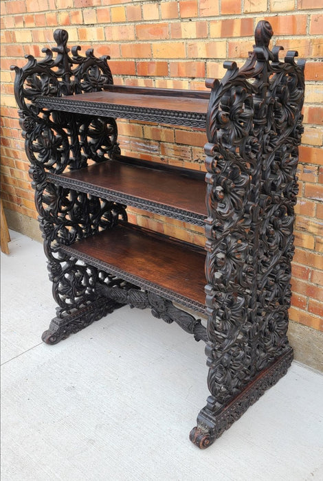 HIGHLY CARVED FRENCH OPEN BOOKCASE