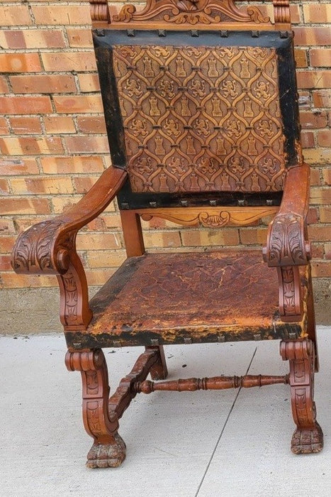 LEATHER SEAT KNIGHT THEME CHAIR WITH ARMS