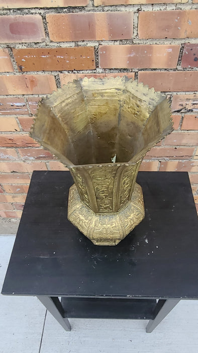 ORNATE EMBOSSED BRASS VASE