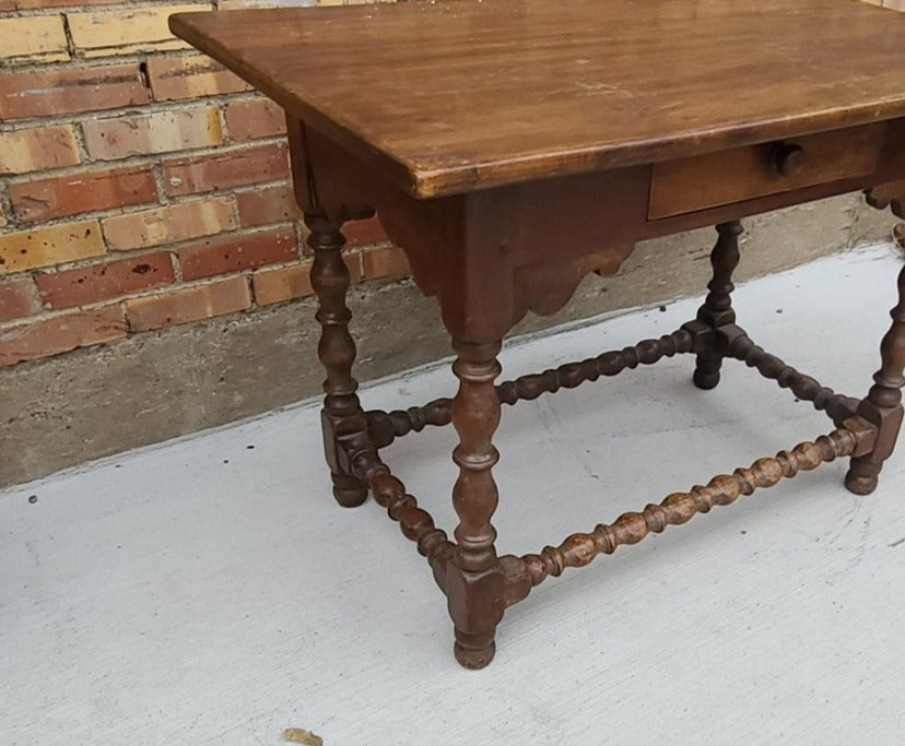 PEGGED EARLY TUDOR SIDE TABLE WITH DRAWER