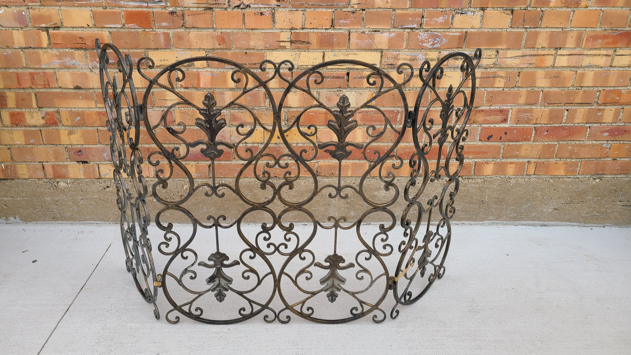 3 PANEL IRON FIRE SCREEN WITH SCROLLS