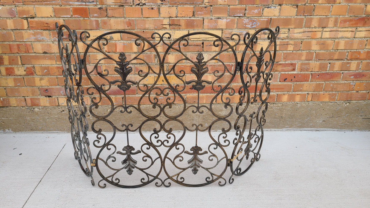 3 PANEL IRON FIRE SCREEN WITH SCROLLS