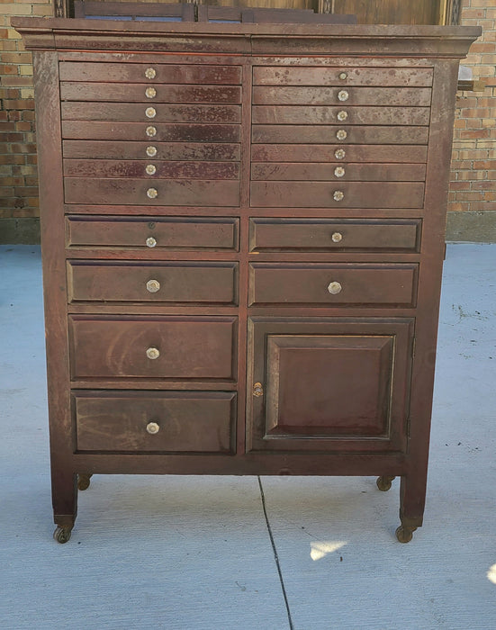 MAHOGANY DENTAL CABINET MISSING 1 KNOB