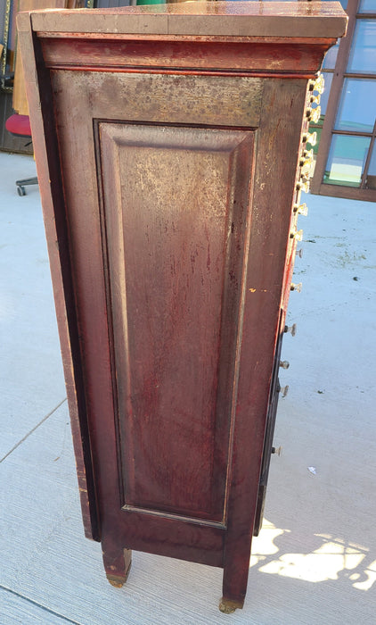 MAHOGANY DENTAL CABINET MISSING 1 KNOB