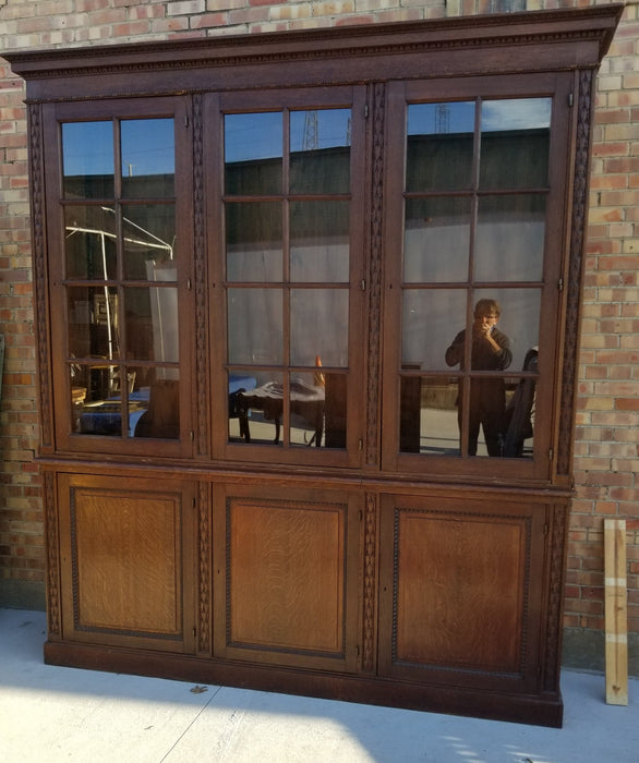 LARGE FRENCH BOOKCASE WITH MULLIONED GLASS DOORS