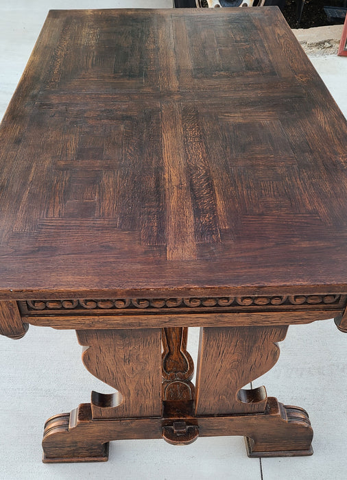 FRENCH OAK MONASTERY TABLE WITH 3 DRAWERS