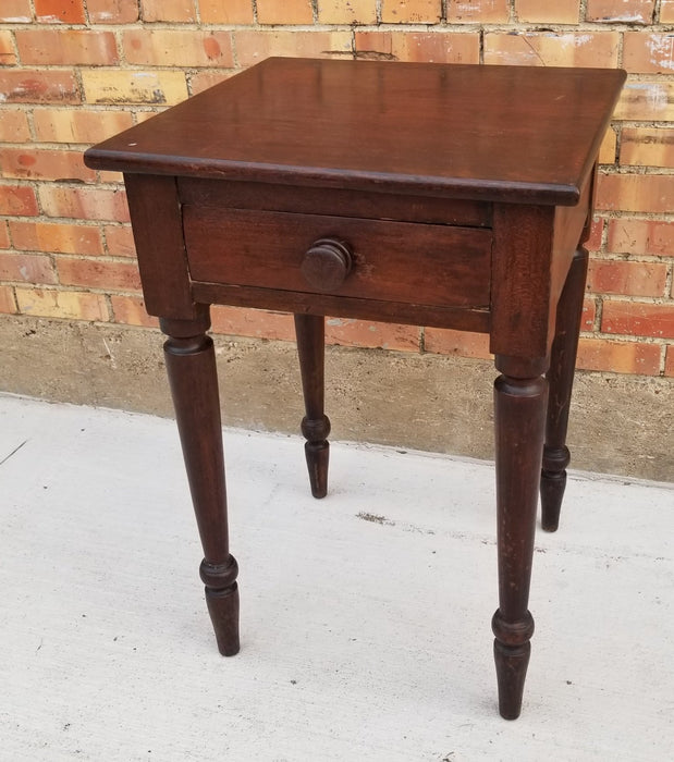 19TH CENTURY SMALL TURNED LEG CHERRY STAND WITH DRAWER