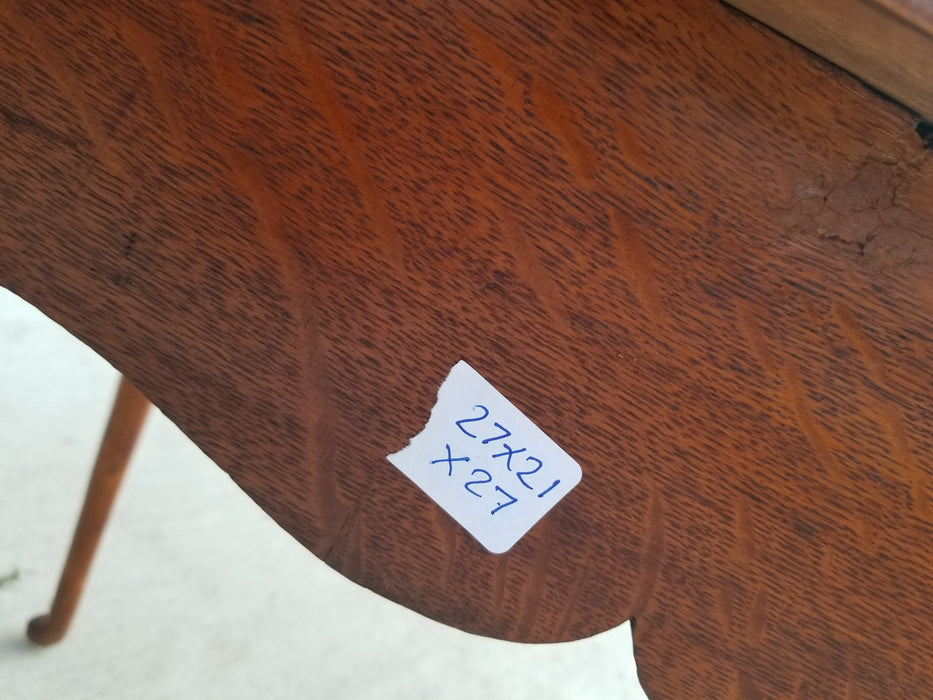 SERPENTINE TOP PEGGED OAK STAND WITH QUEEN ANNE LEGS