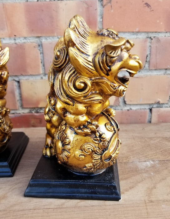 PAIR OF GOLD FOO DOGS