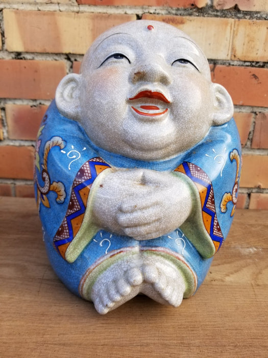 LARGE HAPPY BUDDAH IN BLUE ROBE