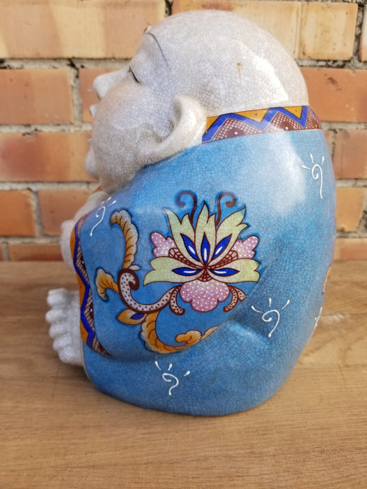 LARGE HAPPY BUDDAH IN BLUE ROBE