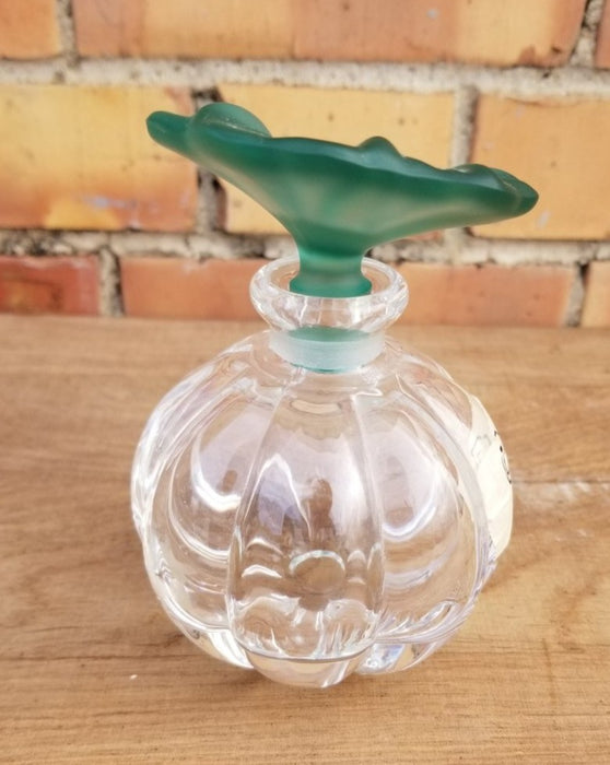 LALIQUE STYLE PERFUME BOTTLE- GREEN STOPPER