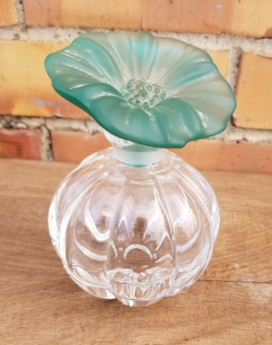 LALIQUE STYLE PERFUME BOTTLE- GREEN STOPPER