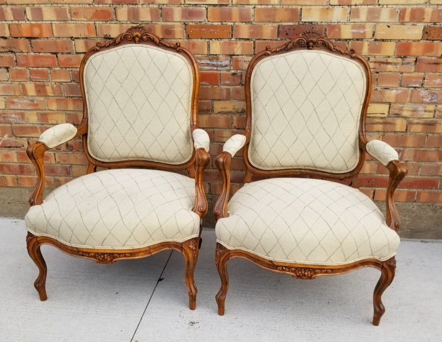 PAIR OF LOUIS XV UPHOLSTERED FAUTEUILS