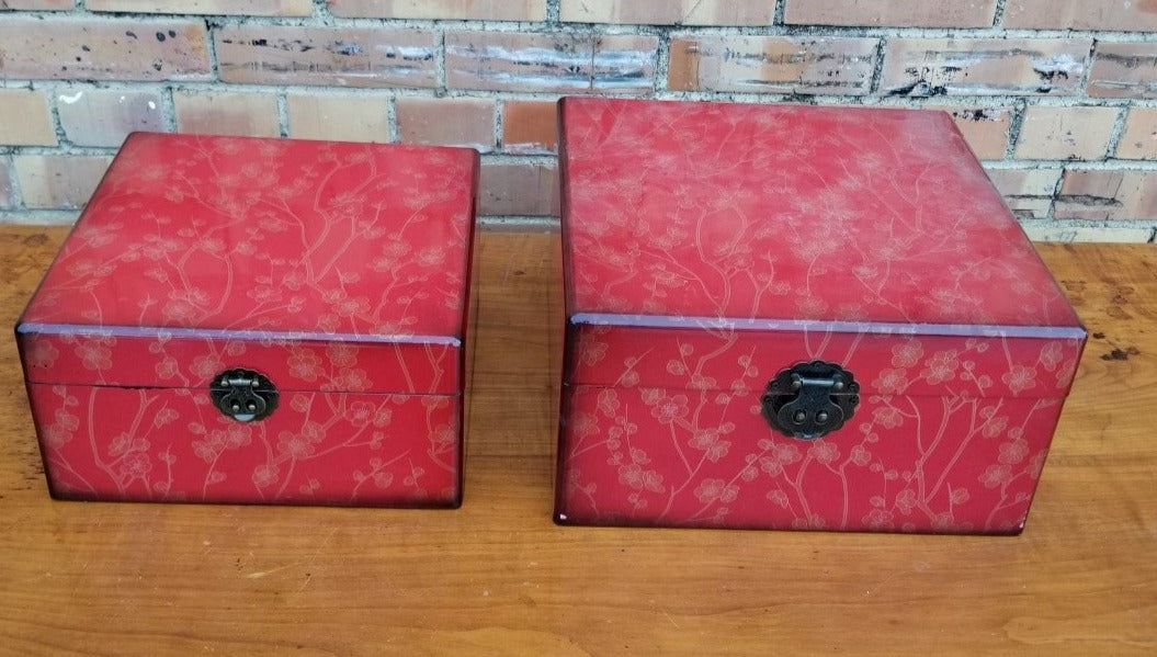 SET OF 2 RED ASIAN BOX IN BOX