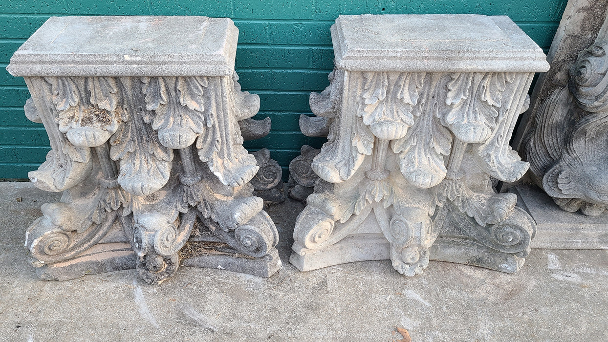 PAIR OF LARGE CONCRETE CAPITOLS