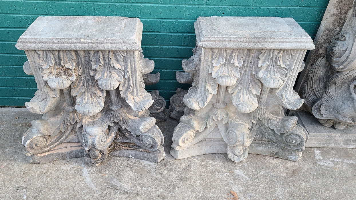 PAIR OF LARGE CONCRETE CAPITOLS