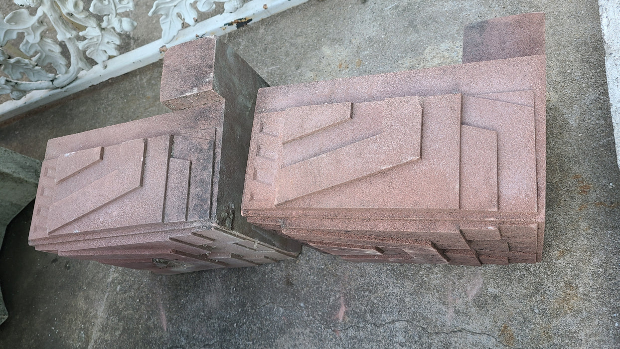 PAIR OF TERRA COTTA DECO BLOCKS