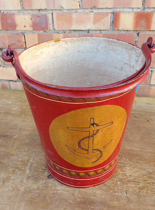 RED FIRE BUCKET WITH SHIP