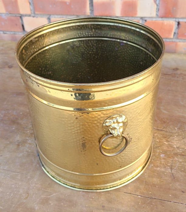 SMALL BRASS PLANTER WITH LION HEADS